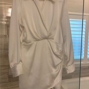 Zara Elegant Cream Long Sleeve Dress